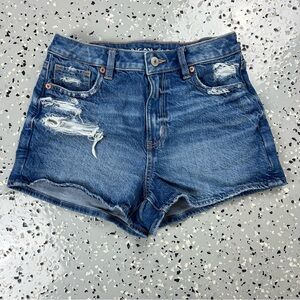 American Eagle Outfitters Blue Distressed Jean Mom Shorts Strigid size 2